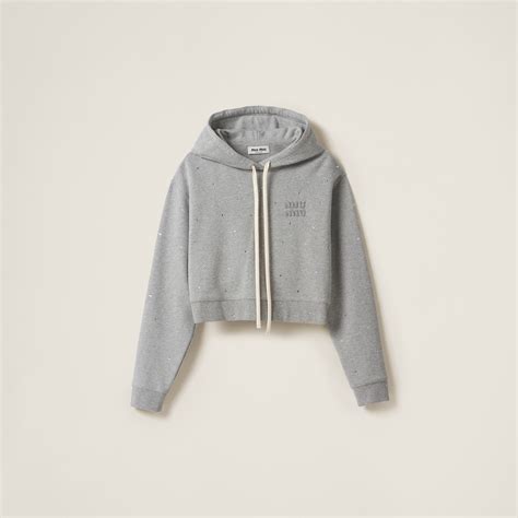 miu miu club hoodie|Grey Cotton Fleece Hoodie .